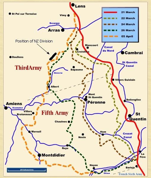 Map of the Spring Offensive in the Somme area.