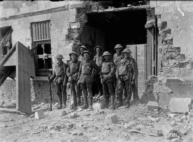 Soldiers of NZ Rifle Brigade in Bapaume