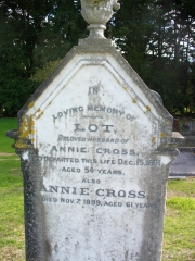 Gravestone of Lot & Annie Cross